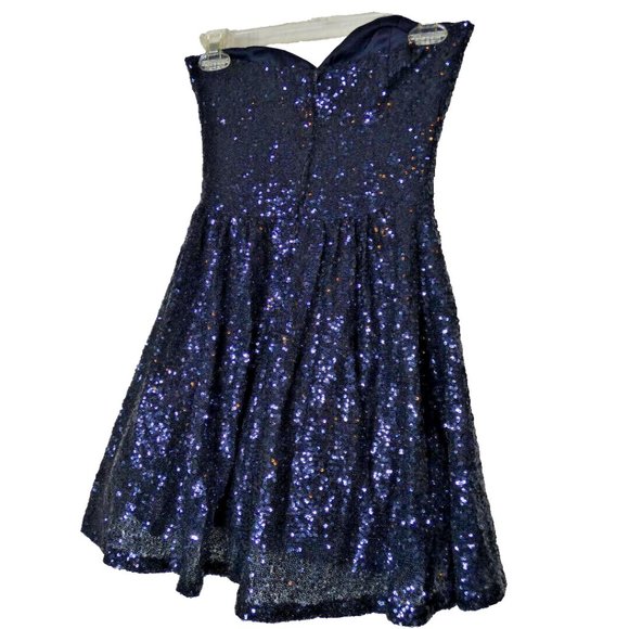 Blue Prom Dress Jr 3/4 Mini Womens XXS Size Corset Sequins Lolita Bombshell - Picture 2 of 11